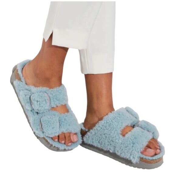 NWT Papillio Arizona Teddy Shearling Birkenstock Sandals, 38 $165 - Picture 2 of 8